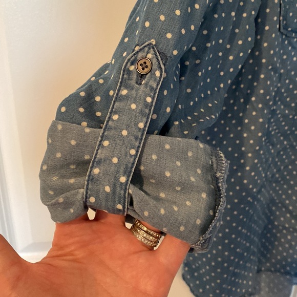 Blue/white Polka dot chambray button up - Picture 6 of 6